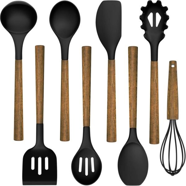 8-Piece Kitchen Utensils Set with Natural Acacia Wooden Handles