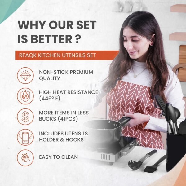 40PCs Silicone Cooking Utensils Set 446℉ Heat Resistance - Image 3