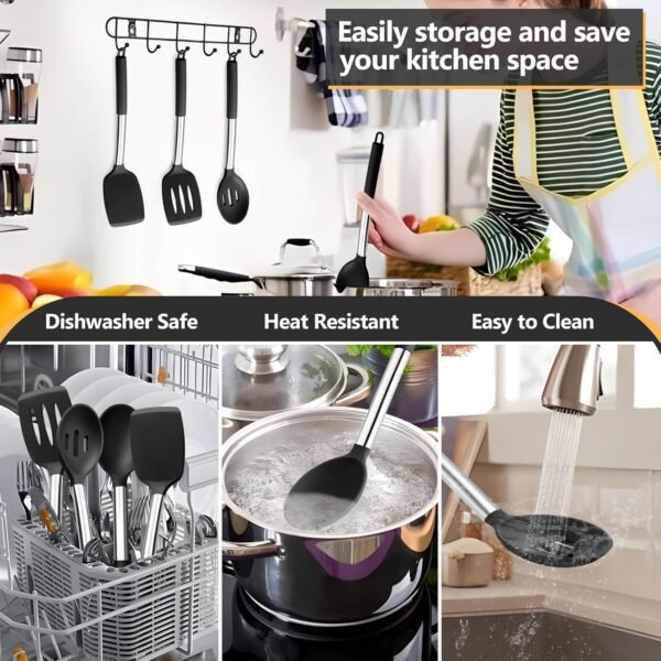 Black Kitchen Cooking Utensil Set of 4 - Image 7